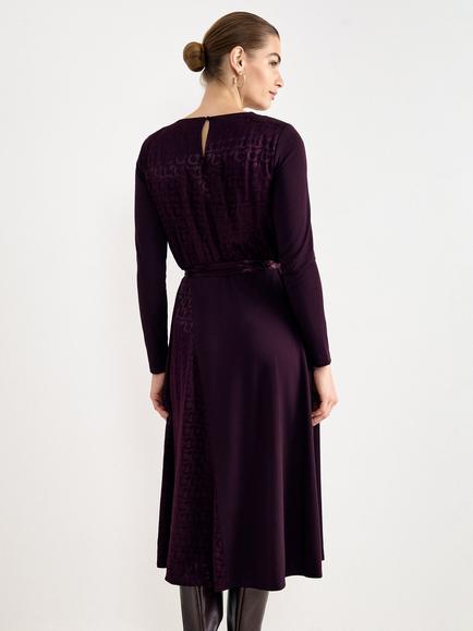 Phase Eight Lorelei Wool Blend Jacquard Jersey Dress, Purple - view 2, Purple