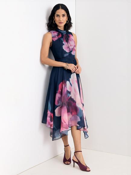 Phase Eight Lucinda Midi Dress, Navy/Multi, Navy/Multi