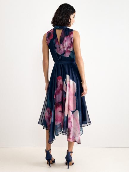 Phase Eight Lucinda Midi Dress, Navy/Multi - view 2, Navy/Multi