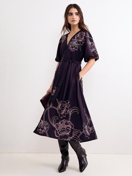Phase Eight Mabel Print Midi Dress, Purple, Purple