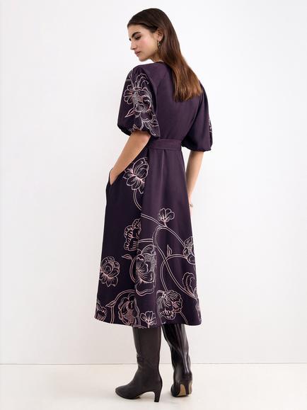 Phase Eight Mabel Print Midi Dress, Purple - view 2, Purple