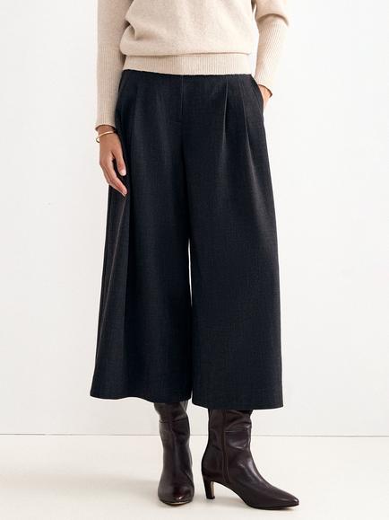 Phase Eight Belle Pleated Crop Wide Leg Trousers, Grey, Grey