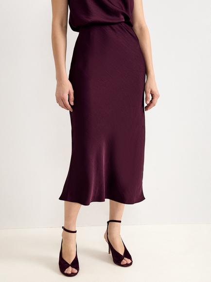 Phase Eight Blake Satin Slip Skirt, Burgundy, Burgundy