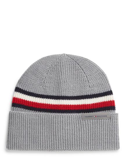 Tommy Hilfiger Global Stripe Wool Blend Beanie, Grey, Grey
