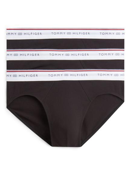 Tommy Hilfiger Global Stripe Cotton Blend Briefs, Pack of 3, Black, Black