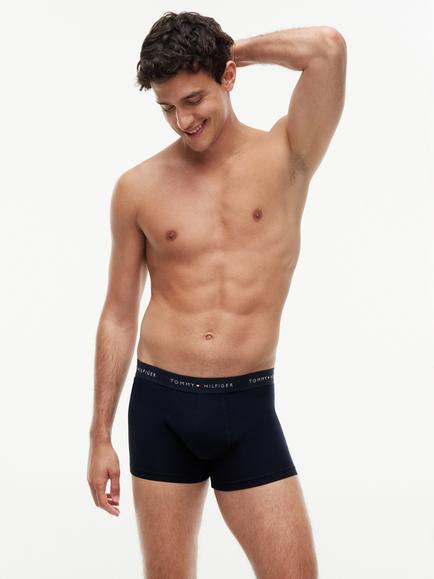 Tommy Hilfiger Signature Cotton Blend Trunks, Pack of 3, Black/Multi - view 2, Black/Multi