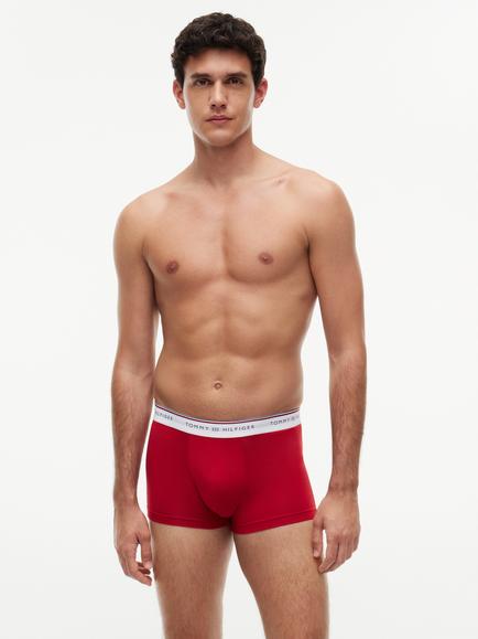 Tommy Hilfiger Global Stripe Cotton Blend Trunks, Pack of 3, Bright Red/Multi - view 2, Bright Red/Multi