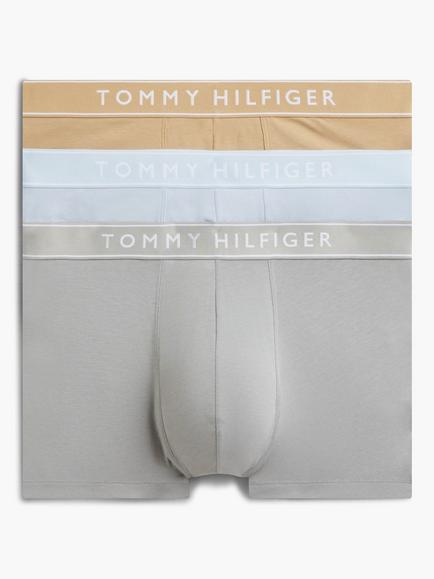 Tommy Hilfiger Stretch Cotton Essential Logo Waistband Trunks, Pack of 3, Multi, Multi