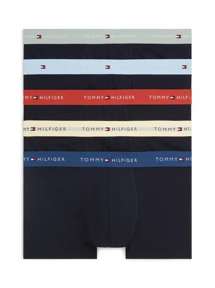 Tommy Hilfiger Signature Cotton Blend Trunks, Pack of 5, Black/Multi, Black/Multi