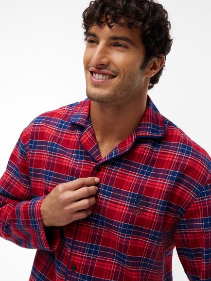 Tommy Hilfiger Check Cotton Flannel Pyjamas, Red/Multi - view 2, Red/Multi
