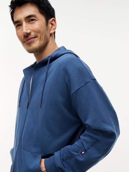 Tommy Hilfiger Original Zip Front Cotton Hoodie, Indigo - view 2, Indigo