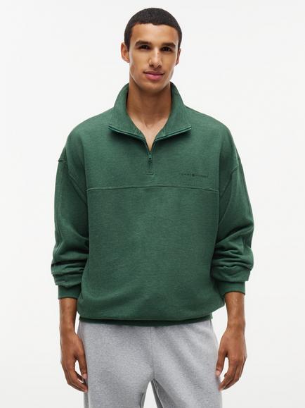 Tommy Hilfiger Original Terry Quarter Zip Lounge Jumper, Green