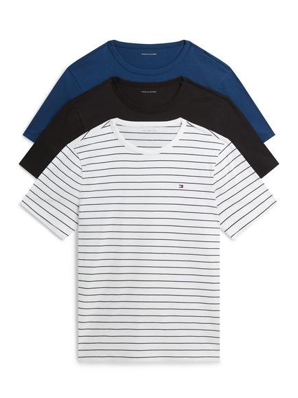 Tommy Hilfiger Signature Crew Neck Cotton T-Shirt, Pack of 3, Multi, Multi
