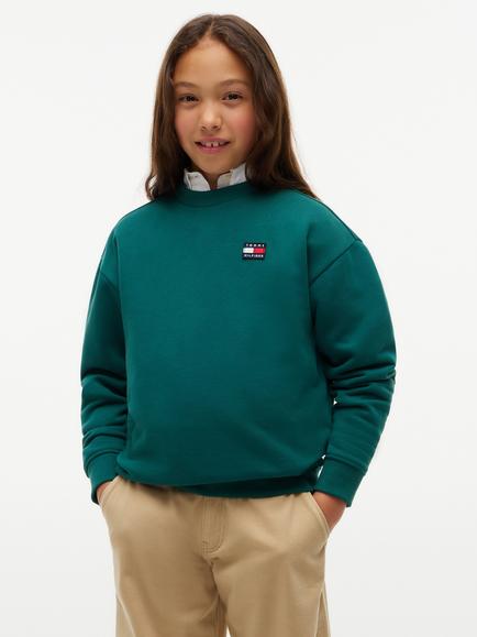 Tommy Hilfiger Kids' Flag Heritage Crew Neck Sweatshirt, Emerald