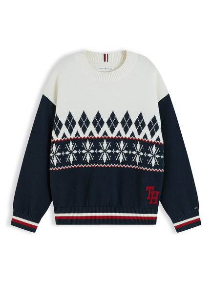 Tommy Hilfiger Kids' Winter Fairisle Jumper, Blue/Multi, Blue/Multi