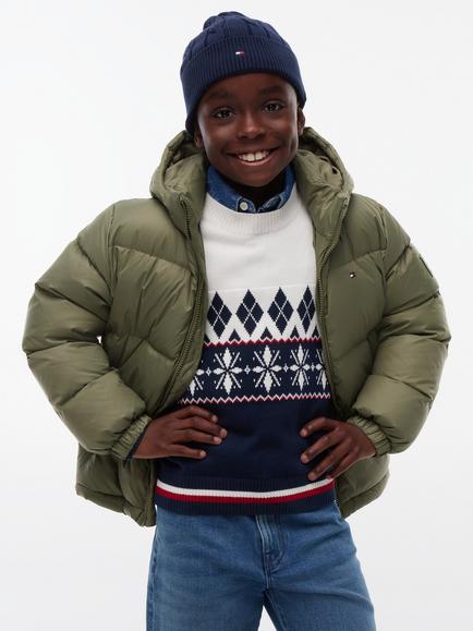 Tommy Hilfiger Kids' Hooded Puffer Jacket, Green, Green