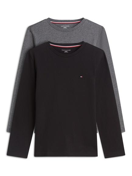 Tommy Hilfiger Kids' Long Sleeve Cotton T-Shirt, Pack of 2, Multi, Multi