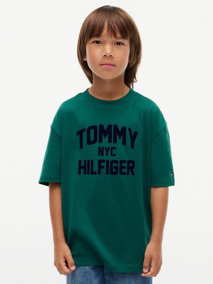 Tommy Hilfiger Kids' Cotton Short Sleeve NYC T-Shirt, Emerald Green, Emerald Green