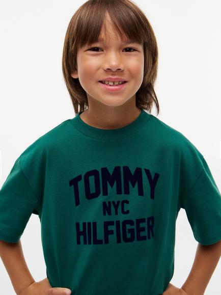 Tommy Hilfiger Kids' Cotton Short Sleeve NYC T-Shirt, Emerald Green - view 2, Emerald Green