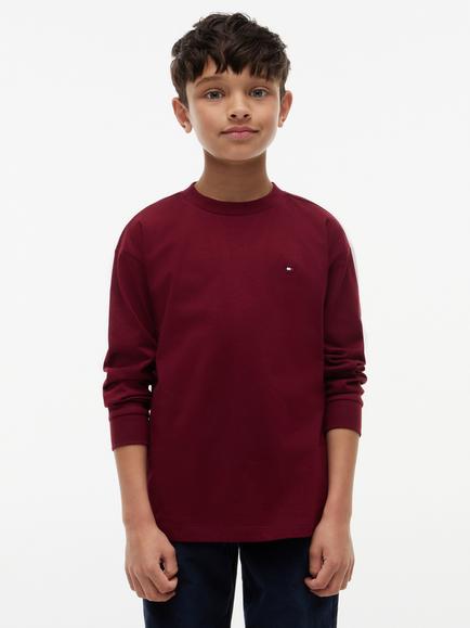 Tommy Hilfiger Kids' Essential Long Sleeve T-Shirt, Dark Red