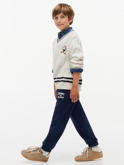 Tommy Hilfiger Kids' Cotton Drawstring Joggers, Blue Denim - view 2, Blue Denim
