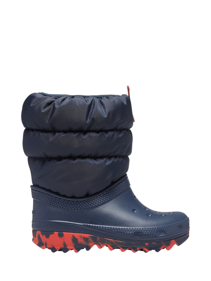 Crocs Kids' Classic Neo Puffer Boots, Navy/Red, Navy/Red