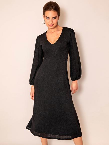 Alie Street Cecelia Midi Dress, Glitter Black, Glitter Black