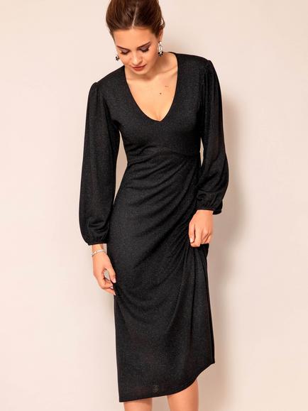 Alie Street Cecelia Midi Dress, Glitter Black - view 2, Glitter Black