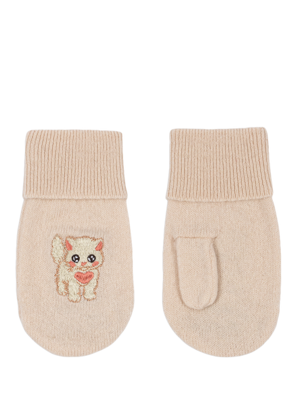 Konges Sløjd Kids' Collette Pure Wool Kitten Mittens, Rosey, Rosey