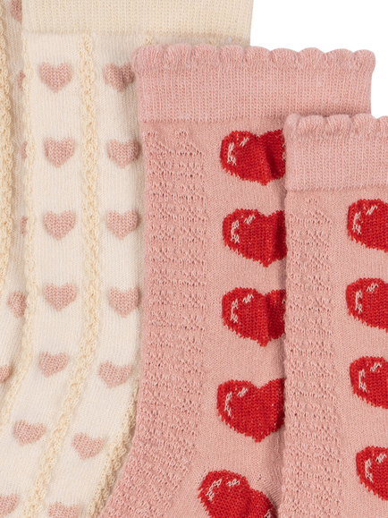 Konges Sløjd Kids' Cotton Blend Heart Ankle Socks, Pack of 2, Multi - view 2, Multi