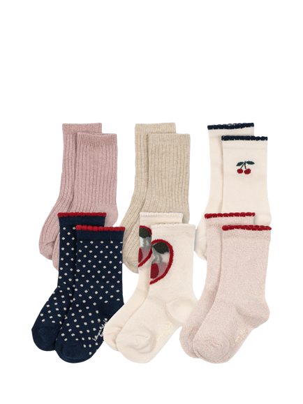 Konges Sløjd Kids' Ankle Socks, Pack of 6, Multi Glitter, Multi Glitter