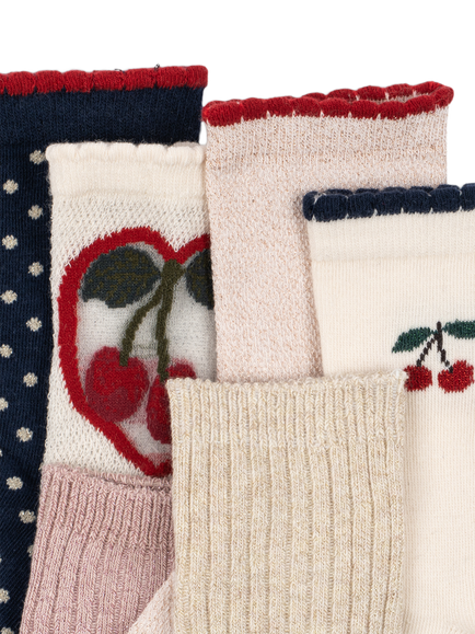 Konges Sløjd Kids' Ankle Socks, Pack of 6, Multi Glitter - view 2, Multi Glitter