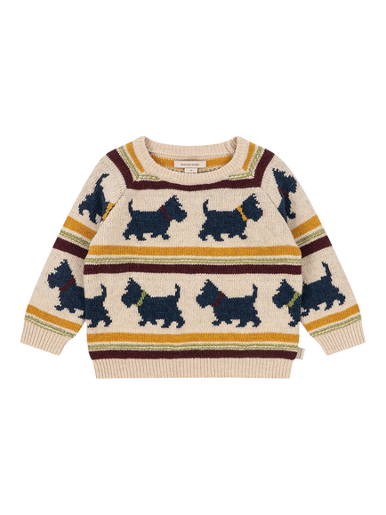 Konges Sløjd Kids' Belou Scottie Dog Wool Blend Jumper, Beige, Beige