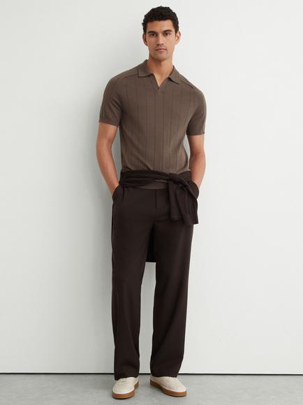 Reiss Chelmsford Ridge Wool Jumper, Ridge Brown, Ridge Brown
