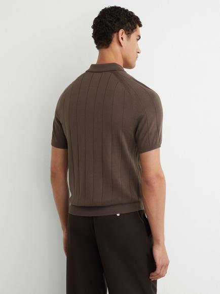 Reiss Chelmsford Ridge Wool Jumper, Ridge Brown - view 2, Ridge Brown