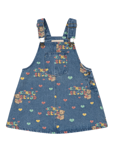 Konges Sløjd Kids' Magot Denim Pinafore Dress, Teddy Coeur, Teddy Coeur
