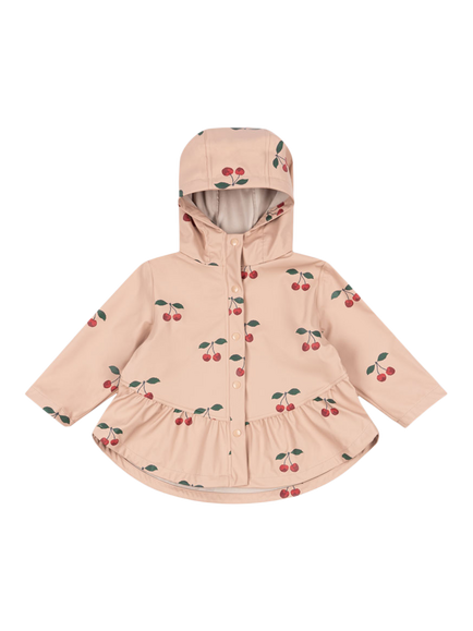 Konges Sløjd Kids' Faire Cherry Print Rain Jacket, Pink, Pink