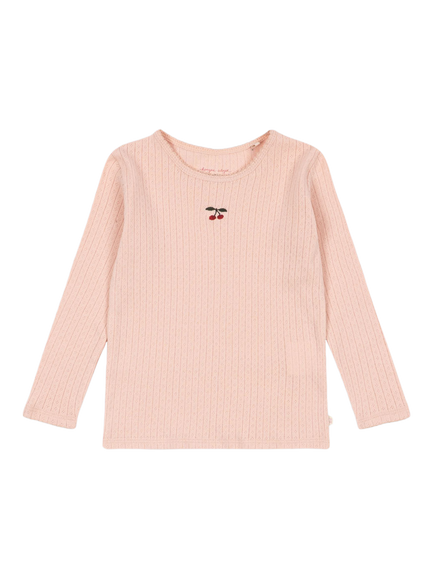 Konges Sløjd Kids' Minnie Long Sleeve Pointelle Top, Pale Blush, Pale Blush