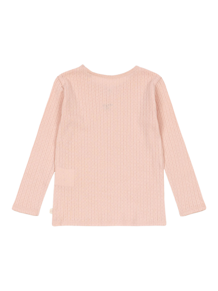 Konges Sløjd Kids' Minnie Long Sleeve Pointelle Top, Pale Blush - view 2, Pale Blush
