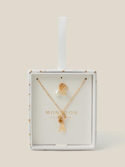 Monsoon Kids' Initial Charm Necklace, Gold/A, Gold/A