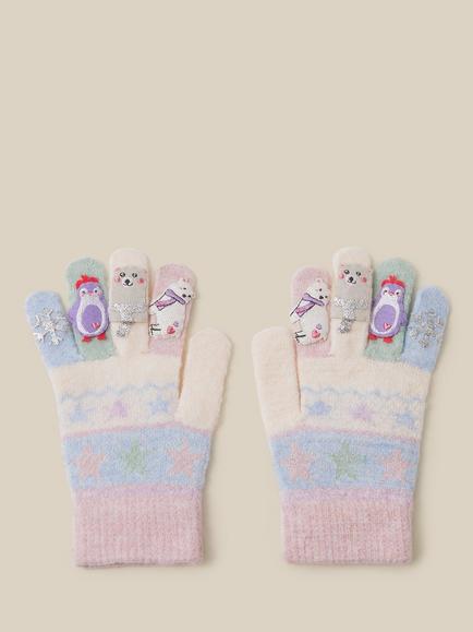 Monsoon Kids' Frozen Friends Gloves, Blue, Blue
