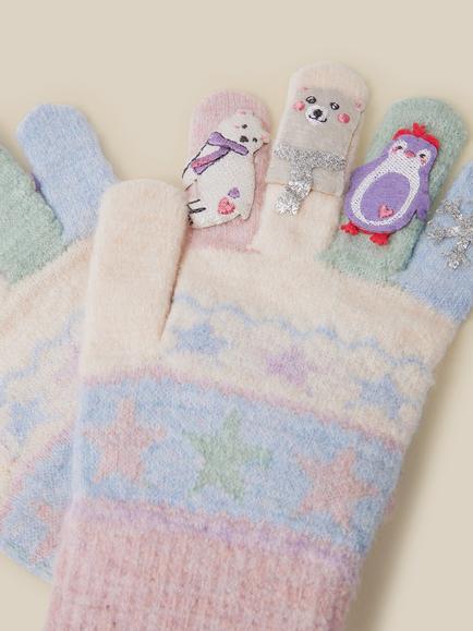Monsoon Kids' Frozen Friends Gloves, Blue - view 2, Blue