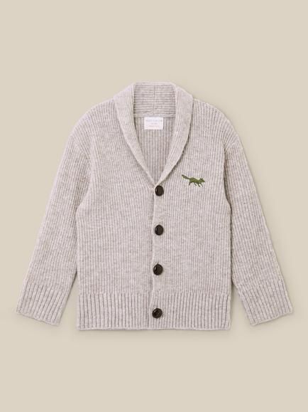 Monsoon Kids' Knitted Shawl Neck Cardigan, Oatmeal, Oatmeal