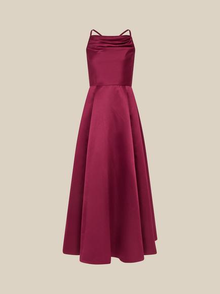 Monsoon Kids' Cowl Neck Satin Prom Dress, Burgundy - view 2, Burgundy