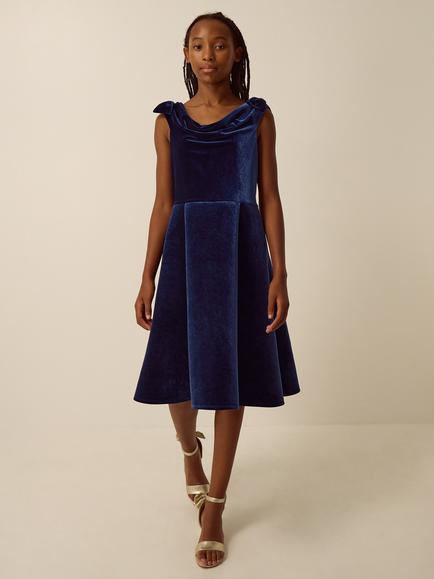 Monsoon Kids' Margot Sleeveless Cowl Neck Party Dress, Navy, Navy