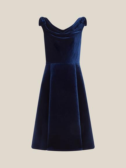 Monsoon Kids' Margot Sleeveless Cowl Neck Party Dress, Navy - view 2, Navy