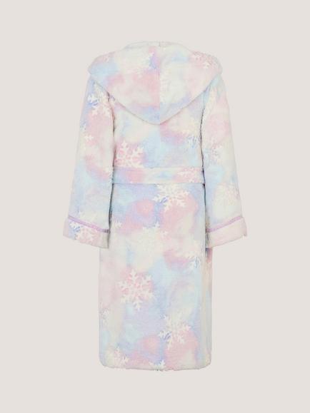 Monsoon Kids' Glow In The Dark Snowflake Dressing Gown, Pink - view 2, Pink