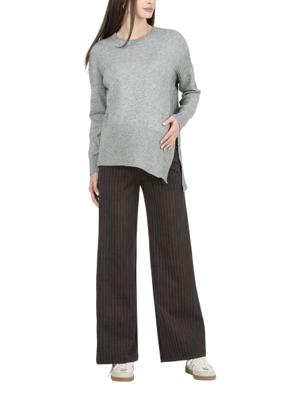 Attesa Kimberly Ponte Striped Maternity Trousers, Brown, Brown