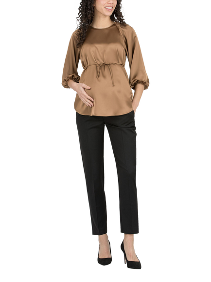 Attesa Naomi Cropped Slim Maternity Trousers, Black, Black