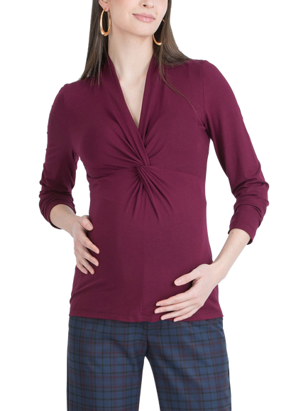 Attesa Issa J Maternity Top, Burgundy, Burgundy